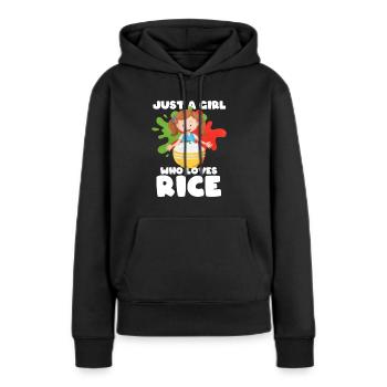 Riz - Sweat à capuche Premium bio Femme - noir - Devant - Julia (174cm)