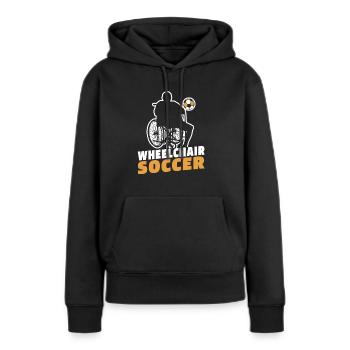 Soccer Soccer Fauteuil roulant - Sweat à capuche Premium bio Femme - noir - Devant - Julia (174cm)