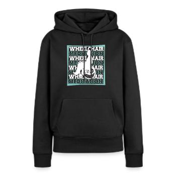 Meditation Meditieren Rollstuhl - Frauen Premium Bio Hoodie - Schwarz - Vorne - Julia (174cm)