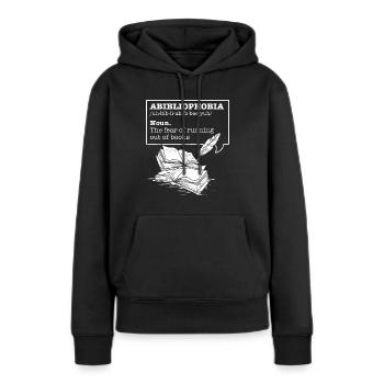 Abibliophobie Die Angst, dass die Bücher ausgehen Rea - Frauen Premium Bio Hoodie - Schwarz - Vorne - Julia (174cm)