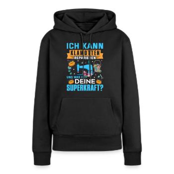 ich kann klamotten reparieren was ist deine superk - Frauen Premium Bio Hoodie - Schwarz - Vorne - Julia (174cm)