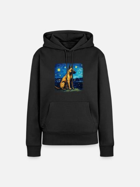 Belgian Malinois Van gogh starry night - Women’s Premium Organic Hoodie - black