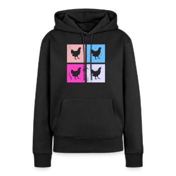 Huhn Hühner Hahn Bauer Retro Bauernhof Geschenk - Frauen Premium Bio Hoodie - Schwarz - Vorne - Julia (174cm)