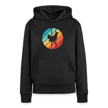 Hühner Retro Hahn Bauer Retro Bauernhof Geschenk - Frauen Premium Bio Hoodie - Schwarz - Vorne - Julia (174cm)