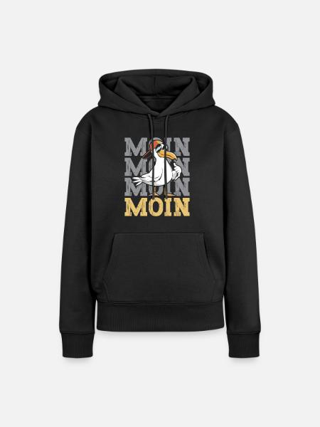 Moin Moin - Frauen Premium Bio Hoodie - Schwarz
