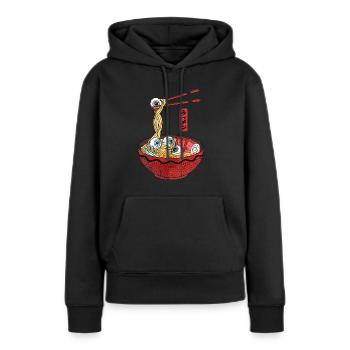 Étrange esthétique japonaise Ramen Globes oculaires - Sweat à capuche Premium bio Femme - noir - Devant - Julia (174cm)