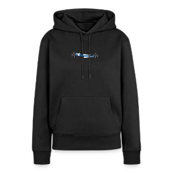 Crète - Sweat à capuche Premium bio Femme - noir - Devant - Julia (174cm)