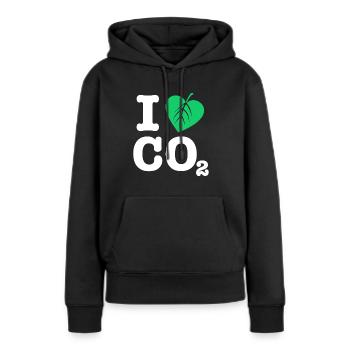 J’aime le CO2 | Pour le Jour de la Terre - Sweat à capuche Premium bio Femme - noir - Devant - Julia (174cm)
