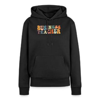 Groovy Professeur de commerce - Sweat à capuche Premium bio Femme - noir - Devant - Julia (174cm)