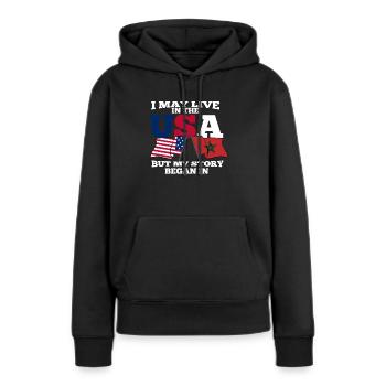 Marokko - Frauen Premium Bio Hoodie - Schwarz - Vorne - Julia (174cm)