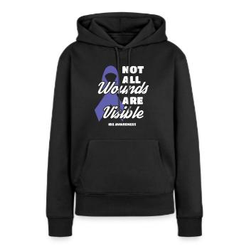 Toutes les plaies ne sont pas visibles Sensibilisation au SCI - Sweat à capuche Premium bio Femme - noir - Devant - Julia (174cm)