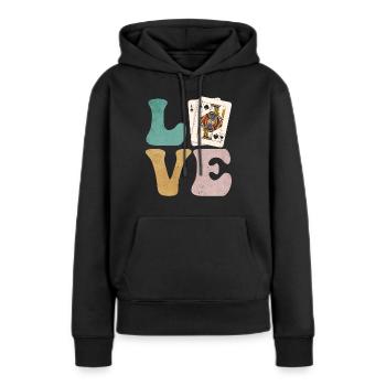 Cartes de jeu de blackjack - Sweat à capuche Premium bio Femme - noir - Devant - Julia (174cm)