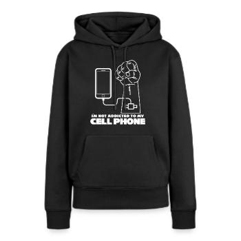 Téléphone portable Téléphone Addictif Téléphone portable Téléphone portable - Sweat à capuche Premium bio Femme - noir - Devant - Julia (174cm)