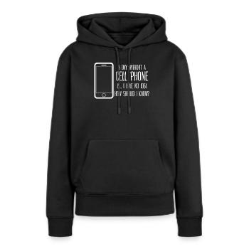 Téléphone portable Téléphone portable - Sweat à capuche Premium bio Femme - noir - Devant - Julia (174cm)