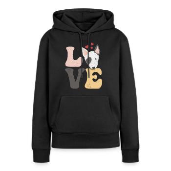 Bull Terrier Chien - Sweat à capuche Premium bio Femme - noir - Devant - Julia (174cm)