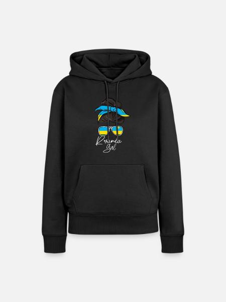 Rwanda - Frauen Premium Bio Hoodie - Schwarz