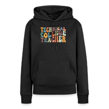 Groovy professeur du Collège Technique - Sweat à capuche Premium bio Femme - noir - Devant - Julia (174cm)