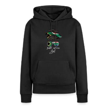 Afrique du Sud - Sweat à capuche Premium bio Femme - noir - Devant - Julia (174cm)