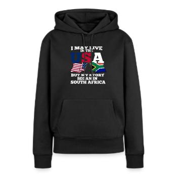 Afrique du Sud - Sweat à capuche Premium bio Femme - noir - Devant - Julia (174cm)