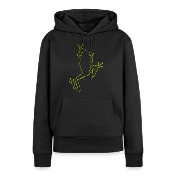 Grenouilles grenouilles - Sweat à capuche Premium bio Femme - noir - Devant - Julia (174cm)