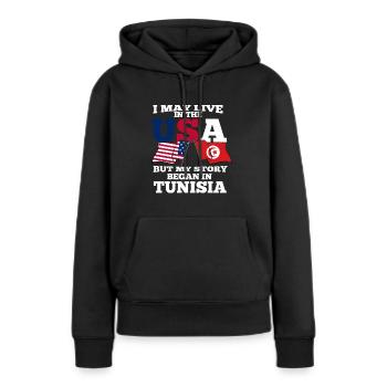Tunisie - Sweat à capuche Premium bio Femme - noir - Devant - Julia (174cm)
