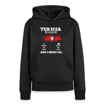 Tunisie - Sweat à capuche Premium bio Femme - noir - Devant - Julia (174cm)