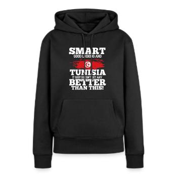 Tunesien - Frauen Premium Bio Hoodie - Schwarz - Vorne - Julia (174cm)