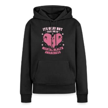 Psychologue Psychologue D’accord - Sweat à capuche Premium bio Femme - noir - Devant - Julia (174cm)