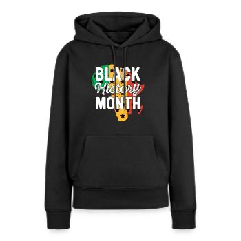 Mois de l’histoire des Noirs Histoire des Noirs - Sweat à capuche Premium bio Femme - noir - Devant - Julia (174cm)