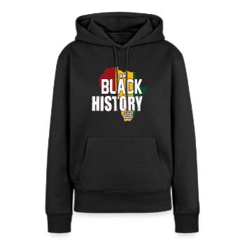 Mois de l’histoire des Noirs Histoire des Noirs - Sweat à capuche Premium bio Femme - noir - Devant - Julia (174cm)