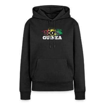 Guinée - Sweat à capuche Premium bio Femme - noir - Devant - Julia (174cm)