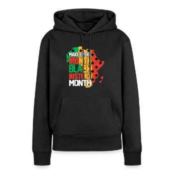 Mois de l’histoire des Noirs Histoire des Noirs - Sweat à capuche Premium bio Femme - noir - Devant - Julia (174cm)