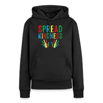 Verbreiten Sie Freundlichkeit gegen Mobbing Welttag der Freundlichkeit - Frauen Premium Bio Hoodie - Schwarz - Vorne - Julia (174cm)