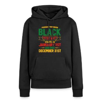 Mois de l’histoire des Noirs Histoire des Noirs - Sweat à capuche Premium bio Femme - noir - Devant - Julia (174cm)