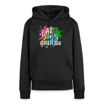 Artiste - Sweat à capuche Premium bio Femme - noir - Devant - Julia (174cm)