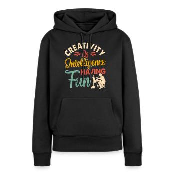 Artiste - Sweat à capuche Premium bio Femme - noir - Devant - Julia (174cm)