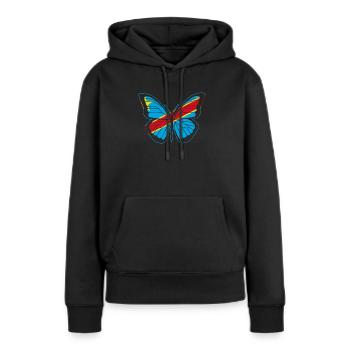 Kongo - Frauen Premium Bio Hoodie - Schwarz - Vorne - Julia (174cm)