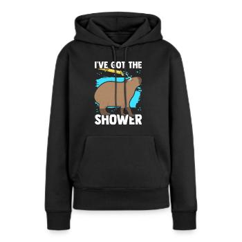 Capybara Douche Drôle Capybara Douches - Sweat à capuche Premium bio Femme - noir - Devant - Julia (174cm)