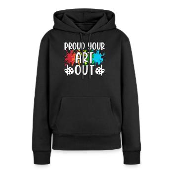 Artiste - Sweat à capuche Premium bio Femme - noir - Devant - Julia (174cm)
