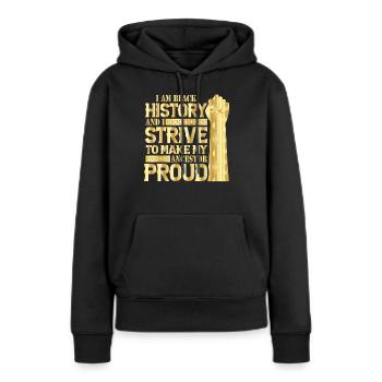 Mois de l’histoire des Noirs Histoire des Noirs - Sweat à capuche Premium bio Femme - noir - Devant - Julia (174cm)