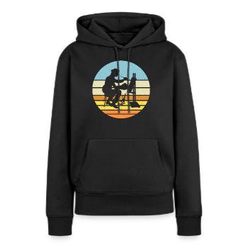 Artiste - Sweat à capuche Premium bio Femme - noir - Devant - Julia (174cm)