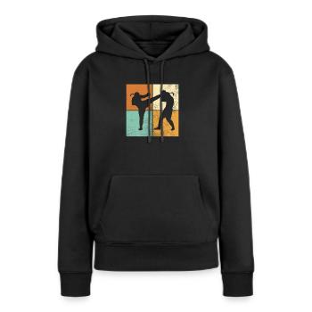 MMA - Sweat à capuche Premium bio Femme - noir - Devant - Julia (174cm)