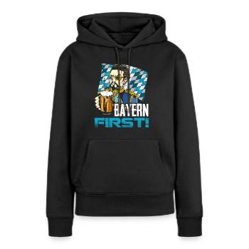 Bayern First König Ludwig Freistaat Bayern - Frauen Premium Bio Hoodie - Schwarz - Vorne - Julia (174cm)