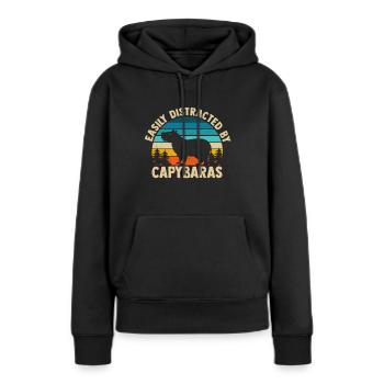 Rongeur Capybara Rongeur capybara rongeur - Sweat à capuche Premium bio Femme - noir - Devant - Julia (174cm)