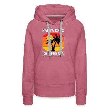 Santa Cruz Californie Coucher de soleil 70s 80s - Sweat à capuche Premium bio Femme - mauve - Devant - Isabella (175cm)