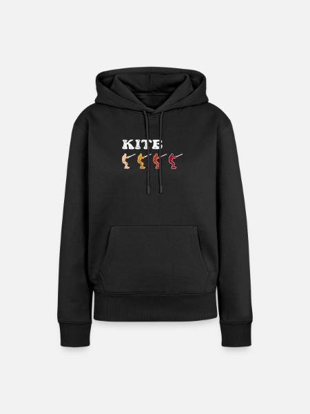 Kite Surfen Retro - Frauen Premium Bio Hoodie - Schwarz