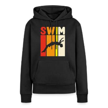 Flotteur de natation - Sweat à capuche Premium bio Femme - noir - Devant - Julia (174cm)