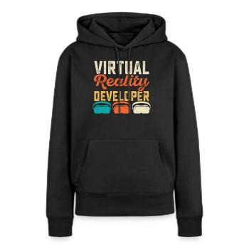 Réalité virtuelle VR - Sweat à capuche Premium bio Femme - noir - Devant - Julia (174cm)
