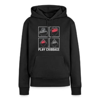 Play Cribbage Playing Cards Loves Crib Board Game - Frauen Premium Bio Hoodie - Schwarz - Vorne - Julia (174cm)