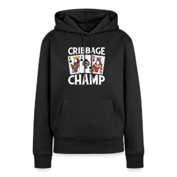 Tournoi Cribbage Champ Loves Playing Cards - Sweat à capuche Premium bio Femme - noir - Devant - Julia (174cm)